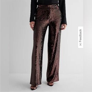 NWT! EXPRESS Women's Brown Cropped High Rise Sequin Pants Party Size XS  Lined